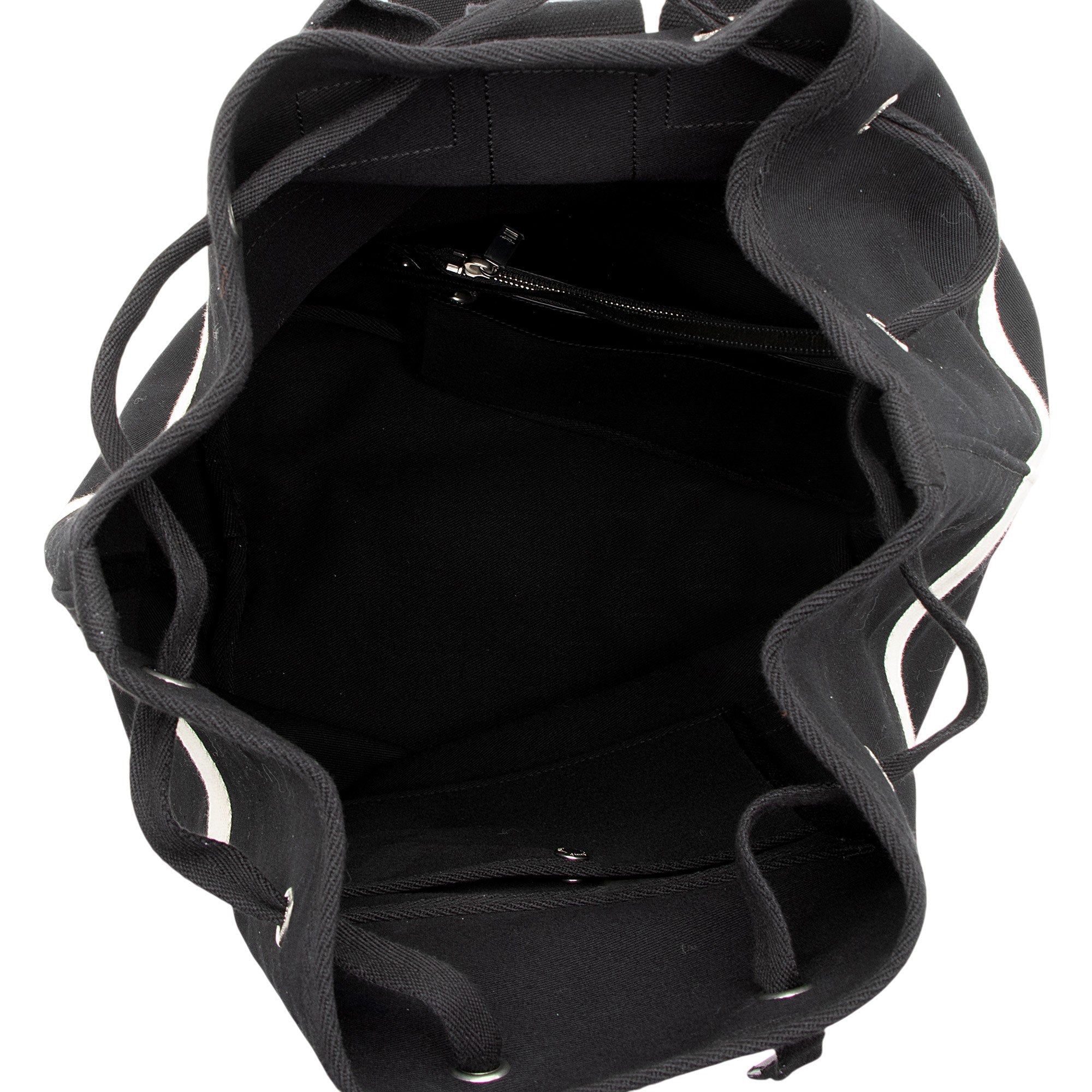 Saint Laurent Canvas Embroidered Rive Gauche Drawstring Sling Bag