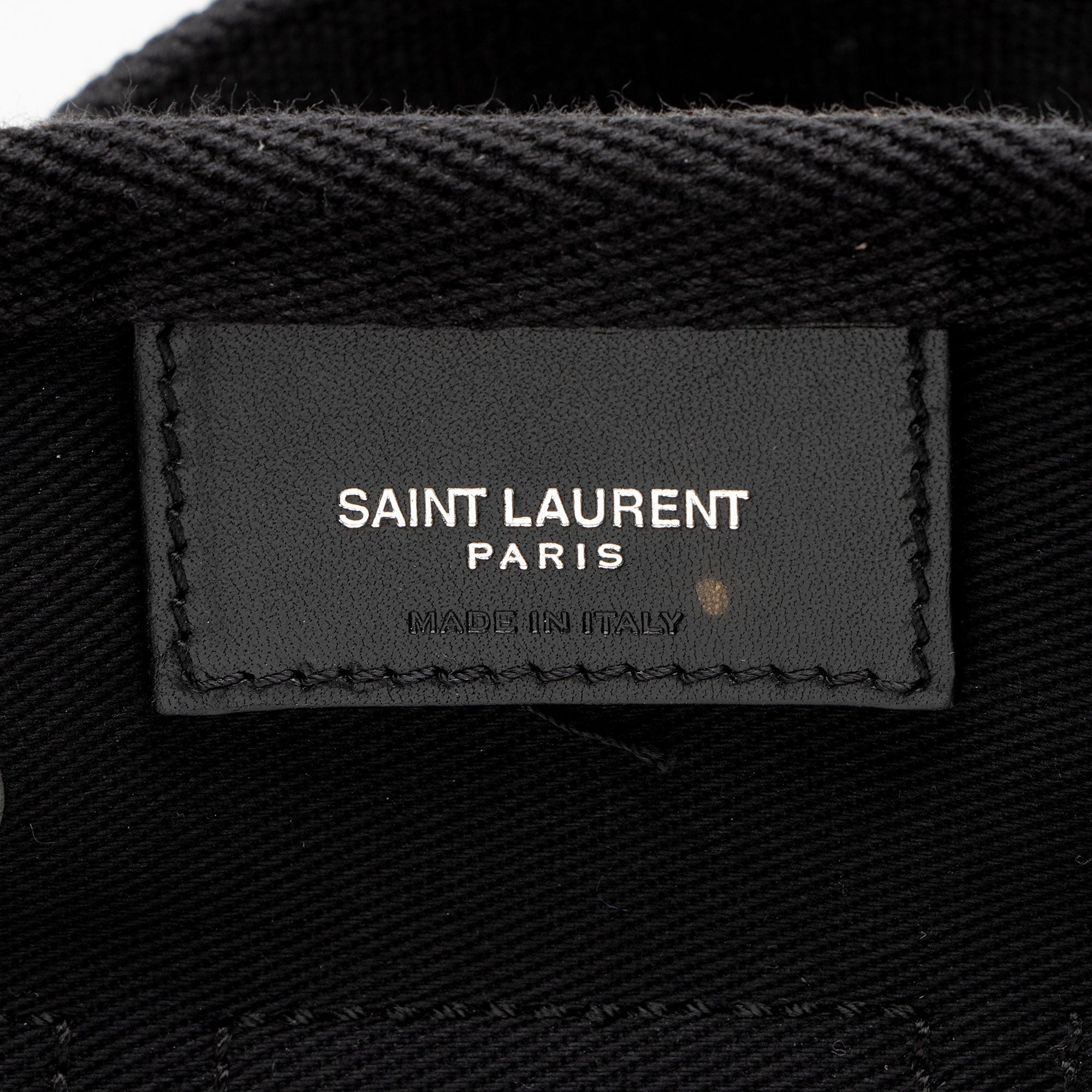 Saint Laurent Canvas Embroidered Rive Gauche Drawstring Sling Bag