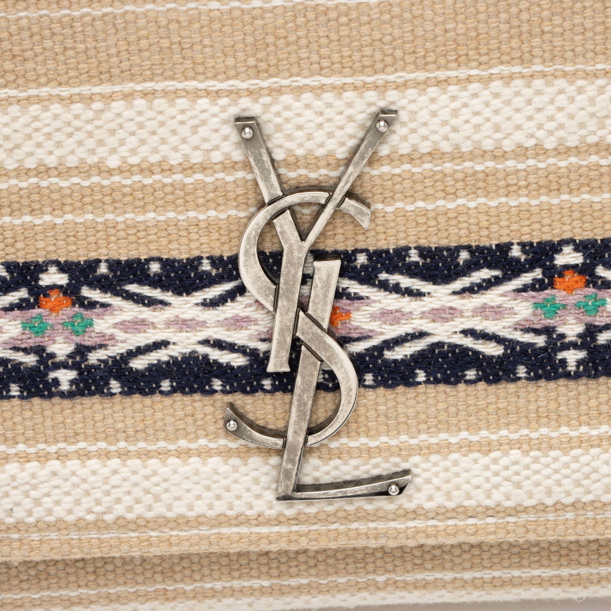 Saint Laurent Canvas Printed Monogram Kate Shoulder Bag