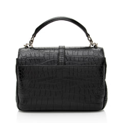Saint Laurent Croc Embossed Calfskin Monogram College Medium Shoulder Bag