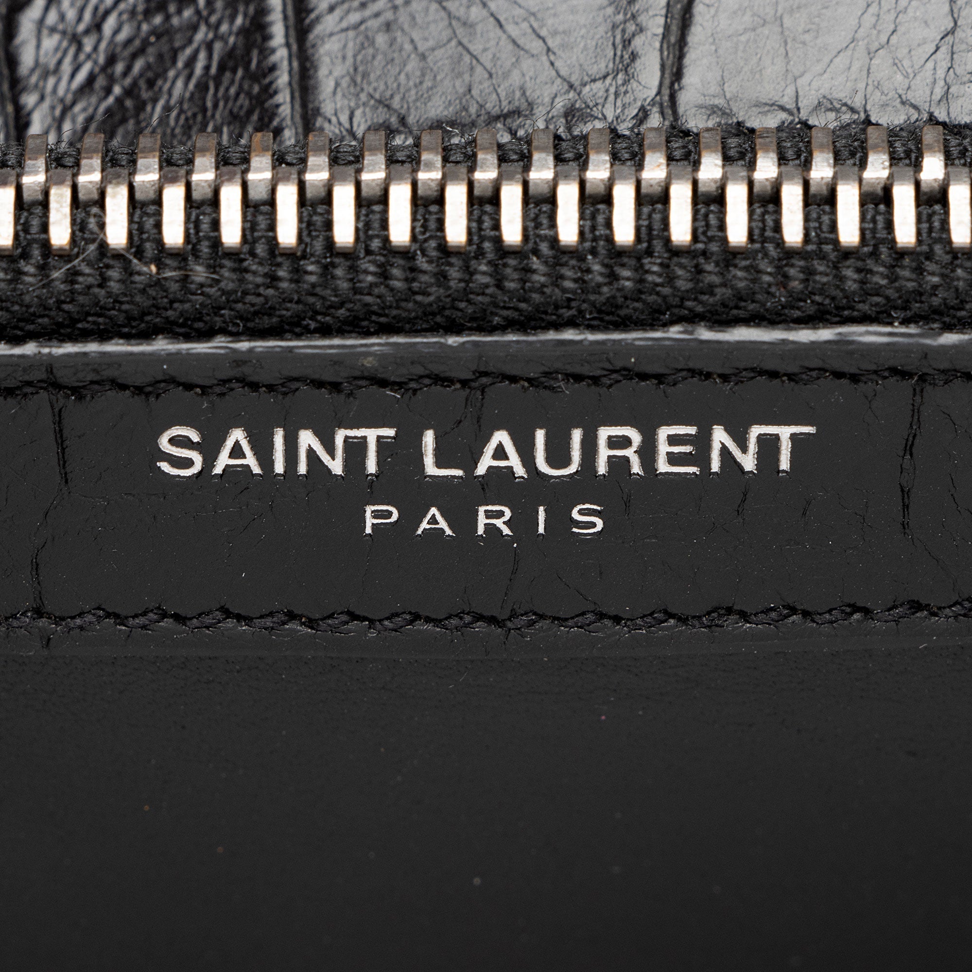 Saint Laurent Croc Embossed Calfskin Monogram College Medium Shoulder Bag