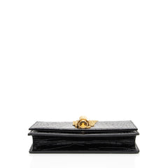 Saint Laurent Croc Embossed Leather Monogram Kate Tassel Chain Wallet