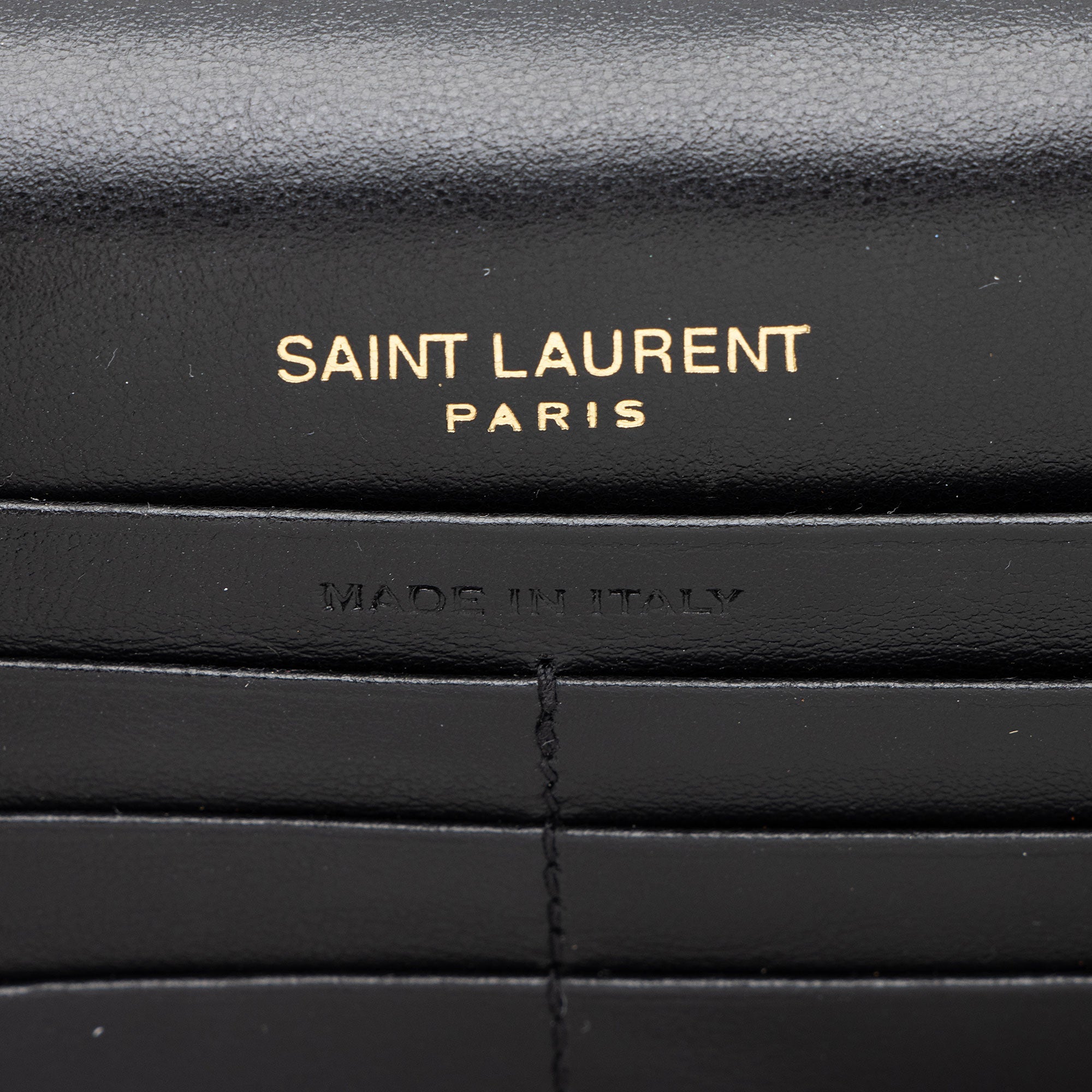 Saint Laurent Croc Embossed Leather Monogram Kate Tassel Chain Wallet