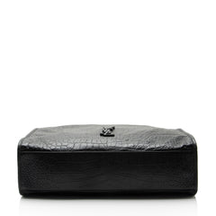 Saint Laurent Croc Embossed Leather Monogram Niki Large Shopping Tote
