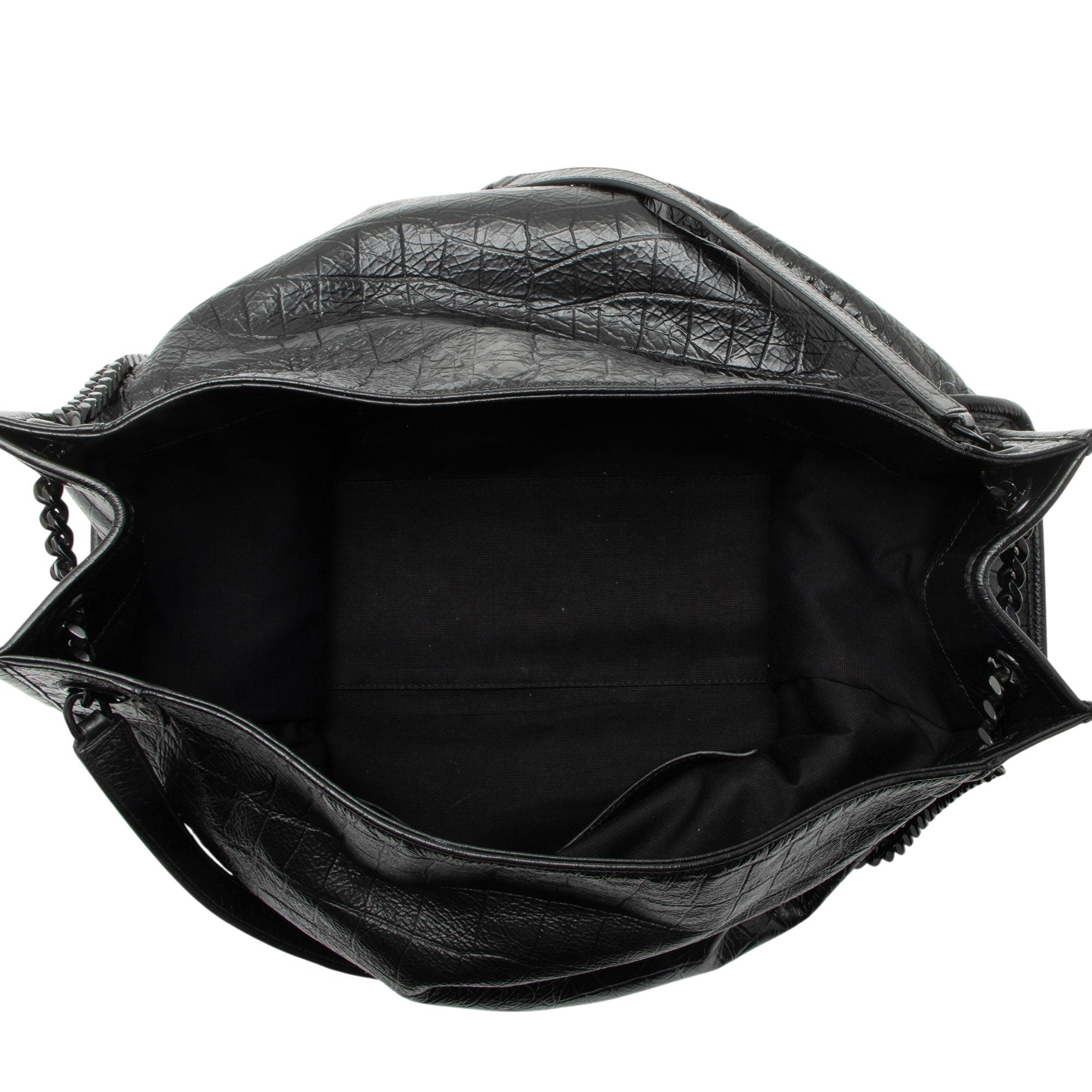 Saint Laurent Croc Embossed Leather Monogram Niki Large Shopping Tote