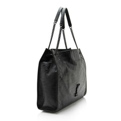 Saint Laurent Croc Embossed Leather Monogram Niki Large Shopping Tote