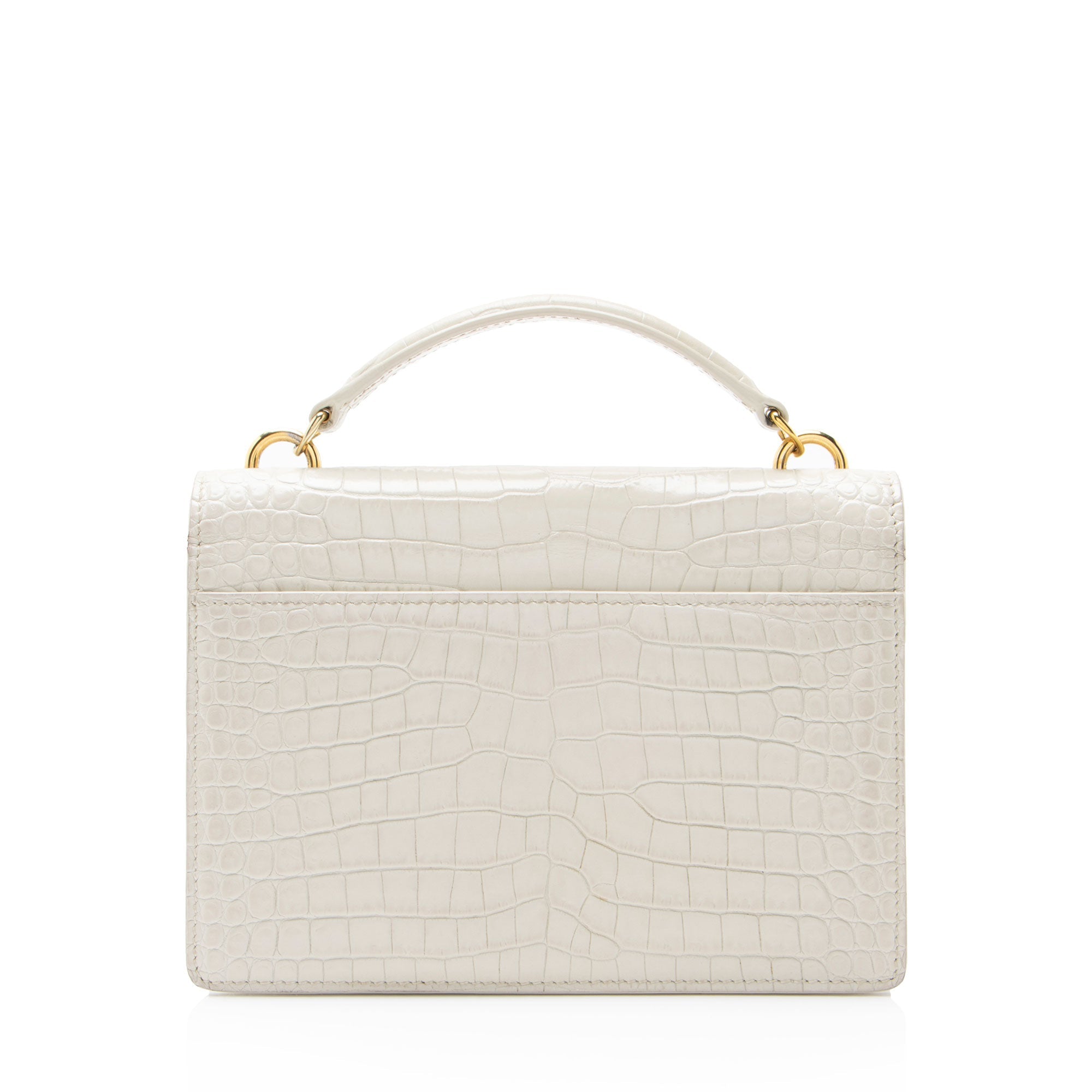 Saint Laurent Croc Embossed Leather Monogram Sunset Chain Wallet
