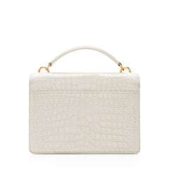 Saint Laurent Croc Embossed Leather Monogram Sunset Chain Wallet
