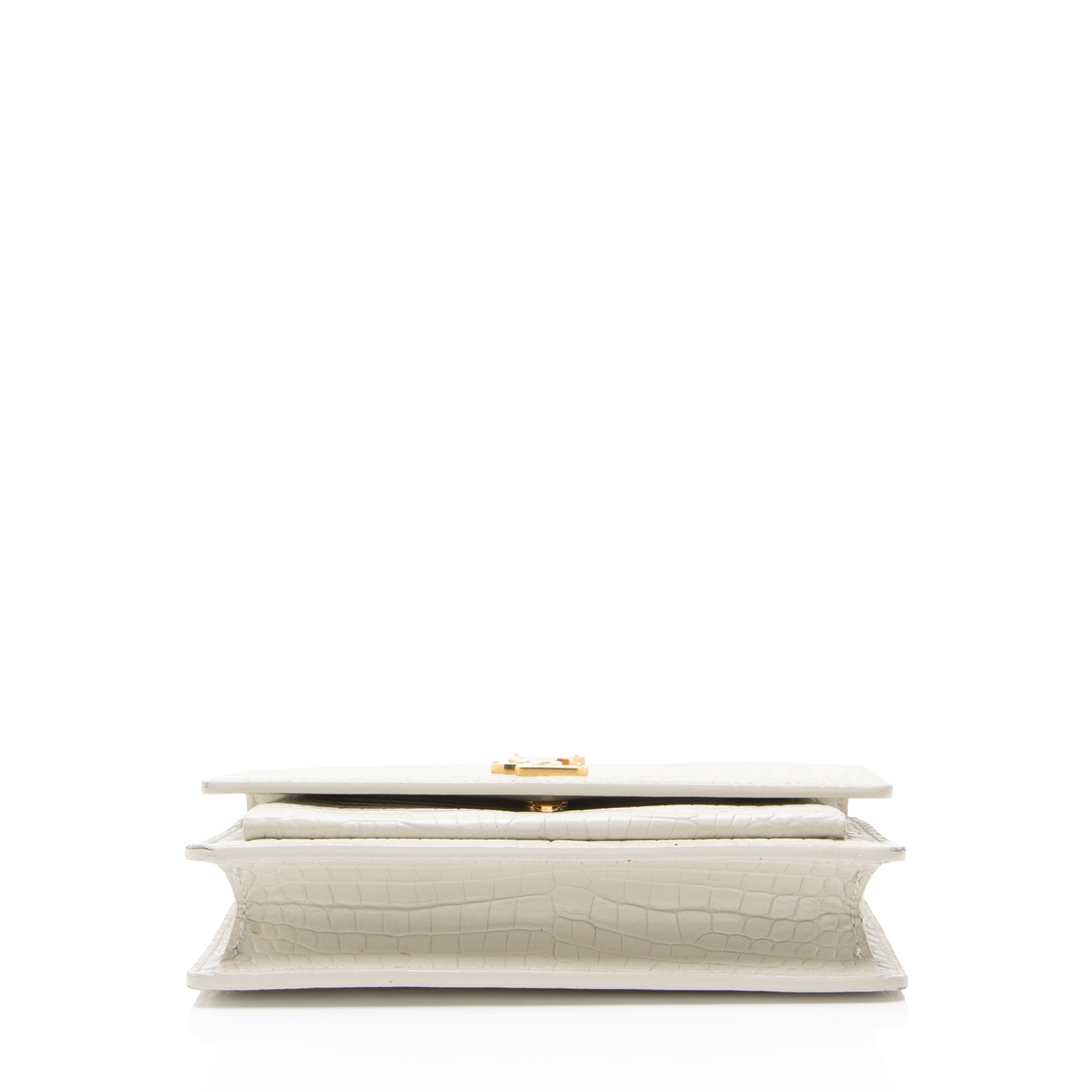Saint Laurent Croc Embossed Leather Monogram Sunset Chain Wallet
