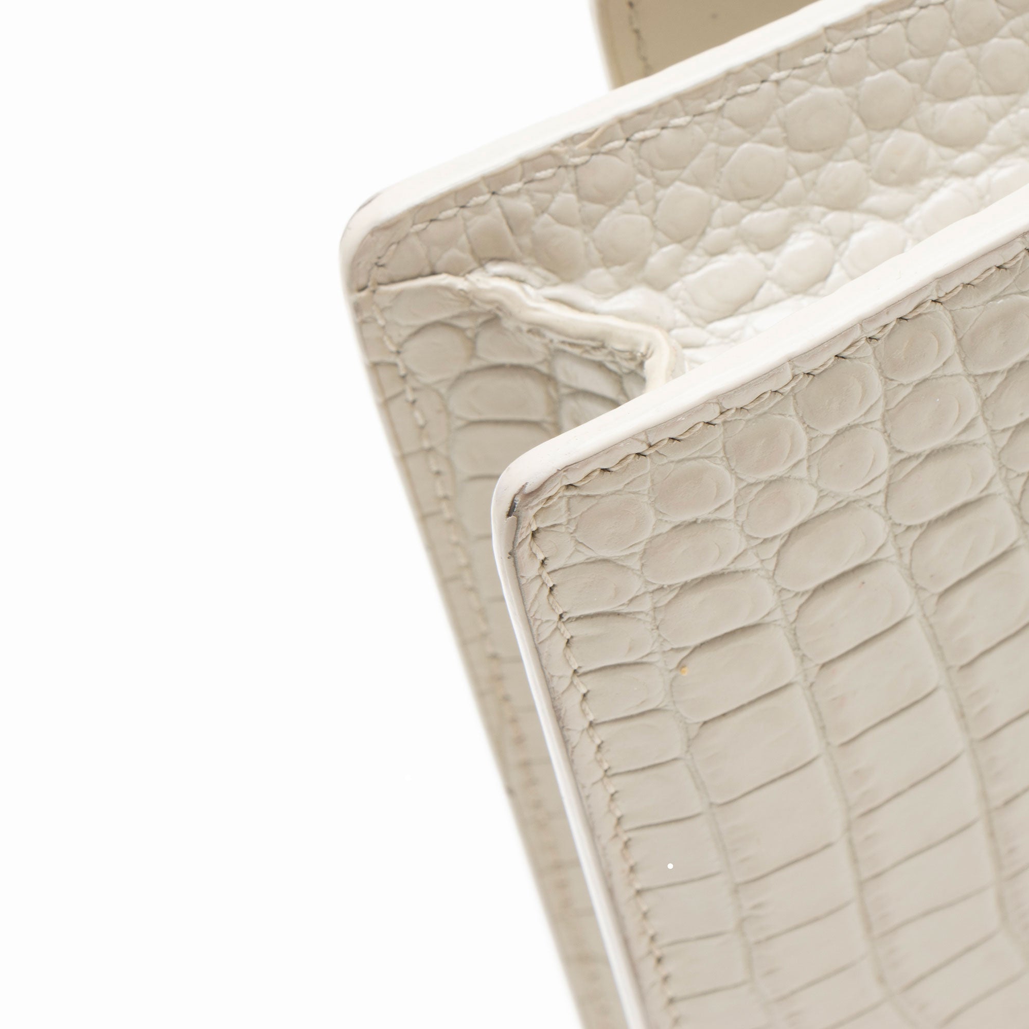Saint Laurent Croc Embossed Leather Monogram Sunset Chain Wallet