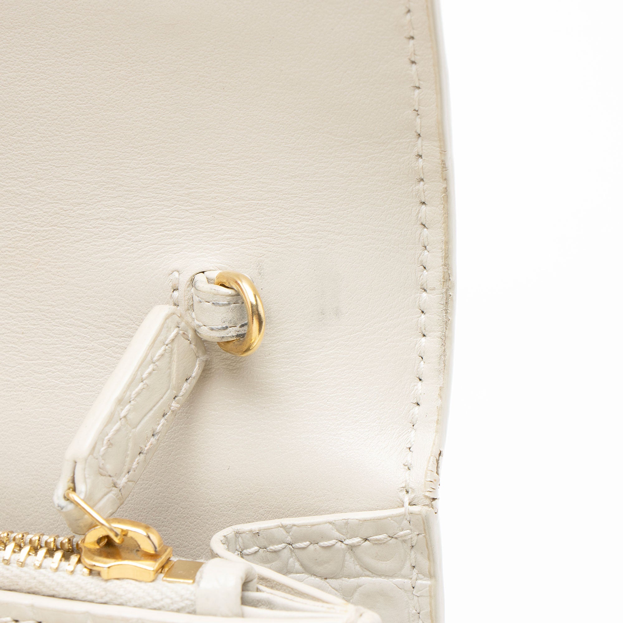 Saint Laurent Croc Embossed Leather Monogram Sunset Chain Wallet