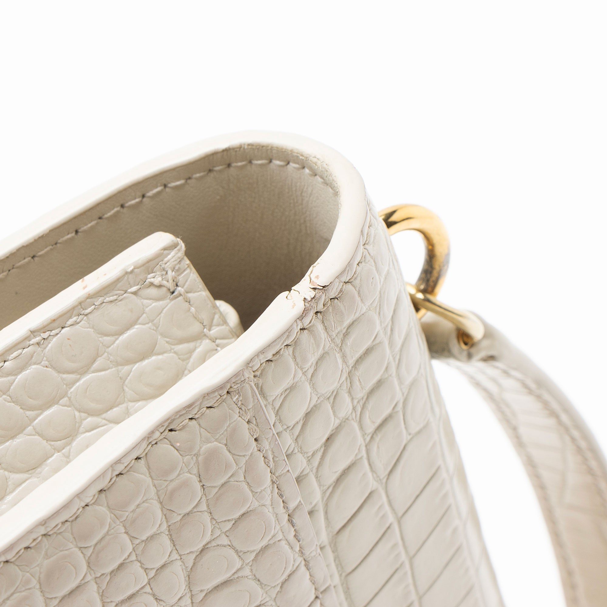 Saint Laurent Croc Embossed Leather Monogram Sunset Chain Wallet
