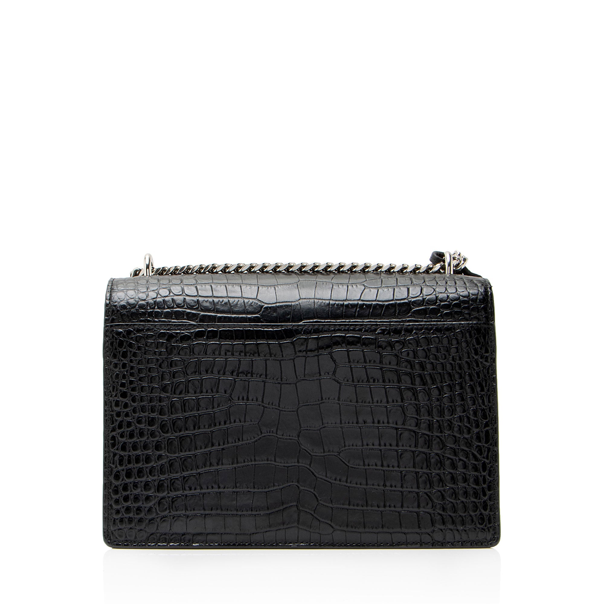 Saint Laurent Croc Embossed Leather Monogram Sunset Medium Shoulder Bag