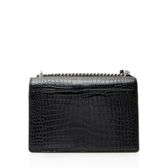 Saint Laurent Croc Embossed Leather Monogram Sunset Medium Shoulder Bag