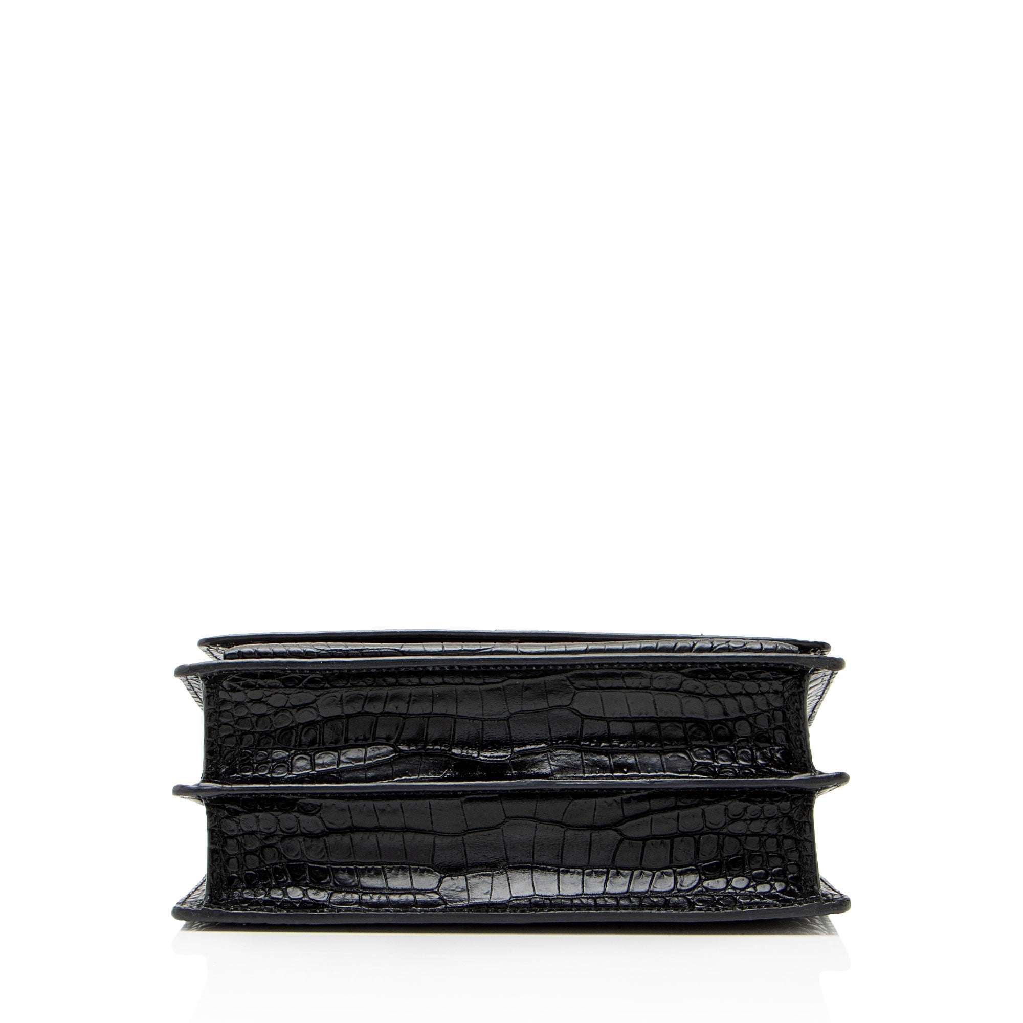 Saint Laurent Croc Embossed Leather Monogram Sunset Medium Shoulder Bag
