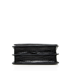 Saint Laurent Croc Embossed Leather Monogram Sunset Medium Shoulder Bag