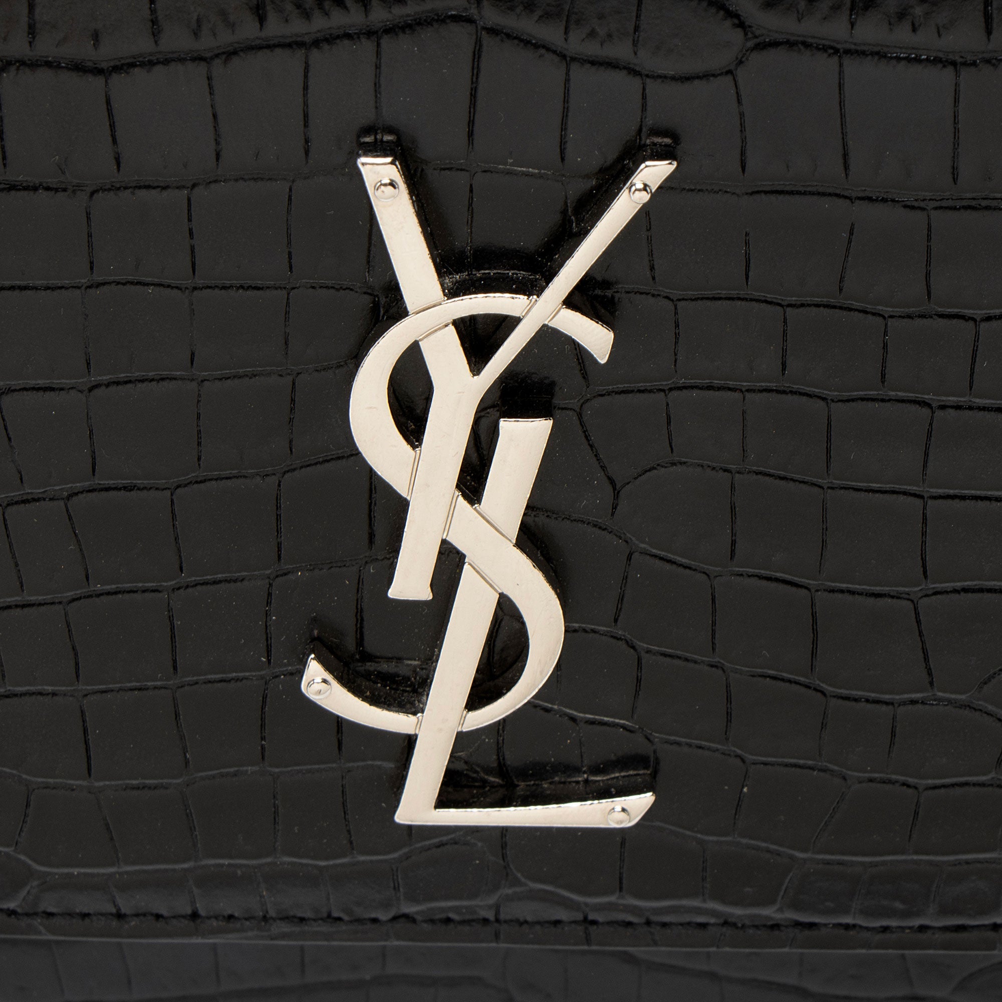 Saint Laurent Croc Embossed Leather Monogram Sunset Medium Shoulder Bag