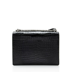 Saint Laurent Croc Embossed Leather Monogram Sunset Medium Shoulder Bag