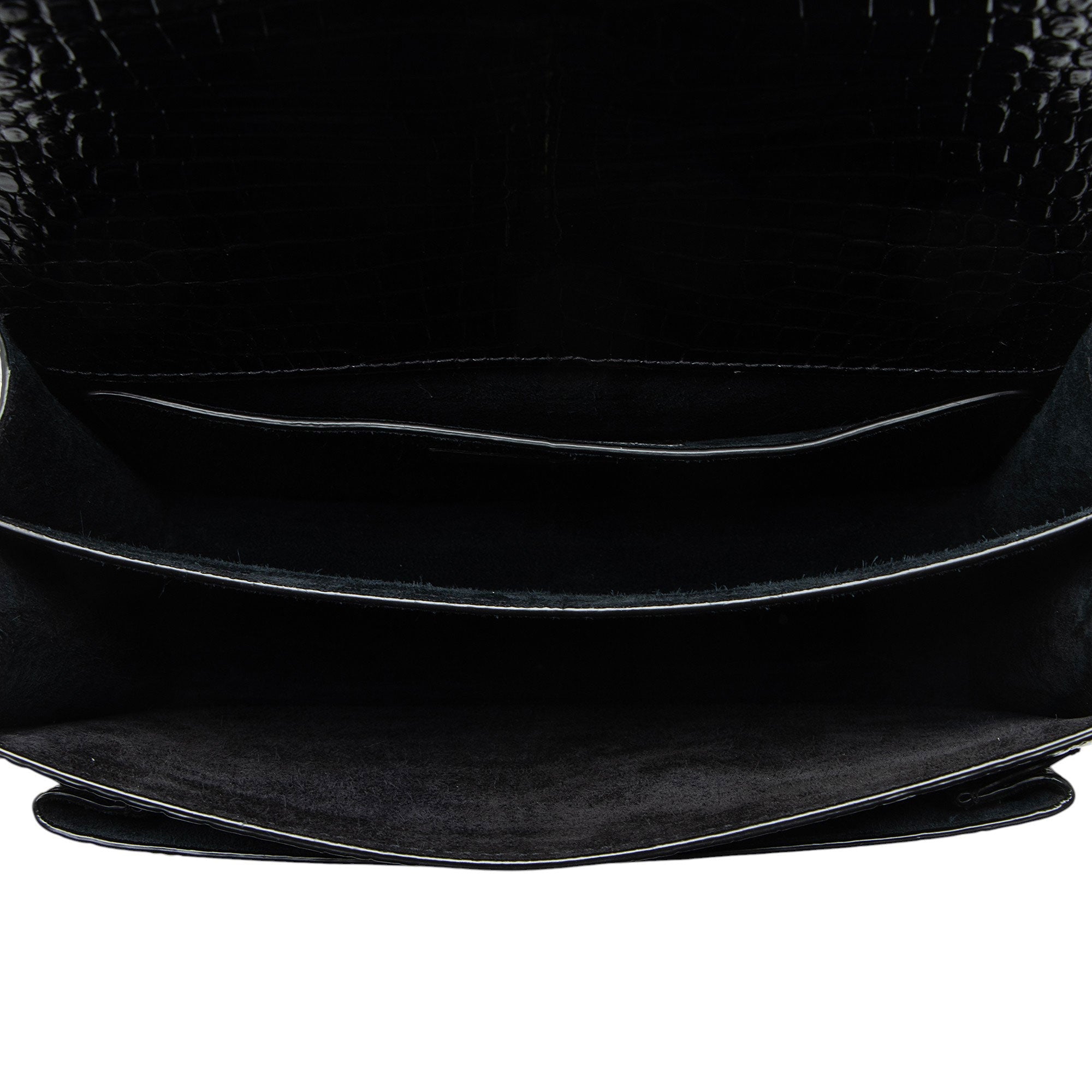 Saint Laurent Croc Embossed Leather Monogram Sunset Medium Shoulder Bag