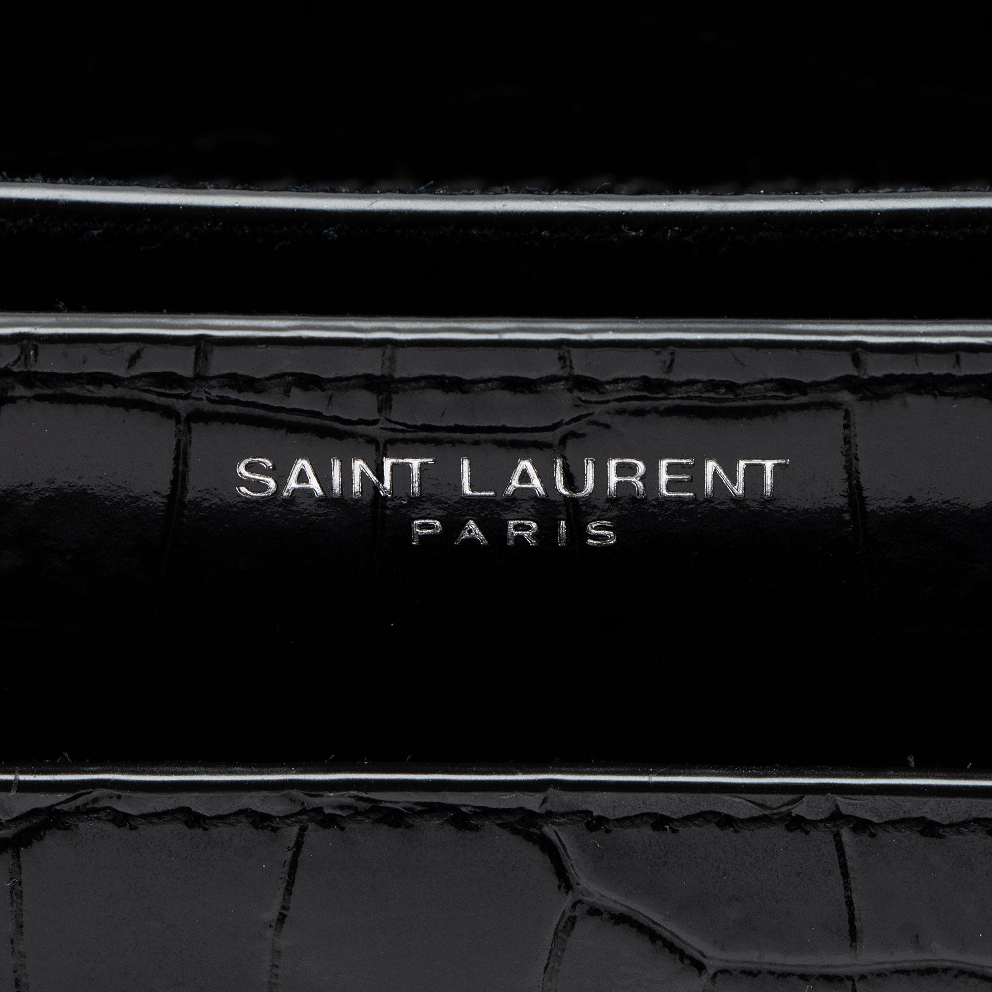 Saint Laurent Croc Embossed Leather Monogram Sunset Medium Shoulder Bag