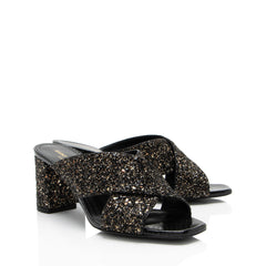 Saint Laurent Glitter Loulou Mule Sandals - Size 6 / 36