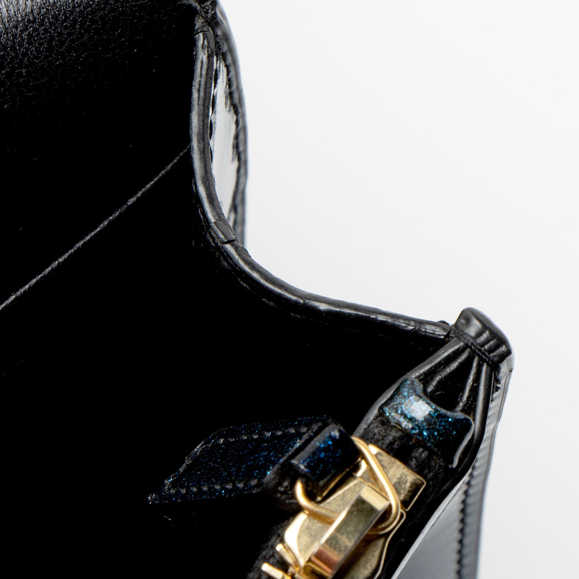 Saint Laurent Glitter Patent Leather Monogram Kate Tassel Chain Wallet
