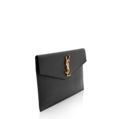 Saint Laurent Grain de Poudre Monogram Uptown Envelope Clutch