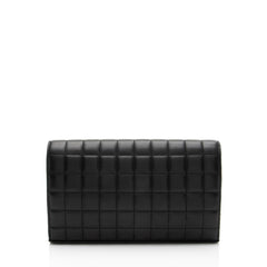 Saint Laurent Lambskin Matelasse Carre Monogram Cassandre Wallet on Chain