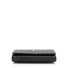 Saint Laurent Lambskin Matelasse Carre Monogram Cassandre Wallet on Chain