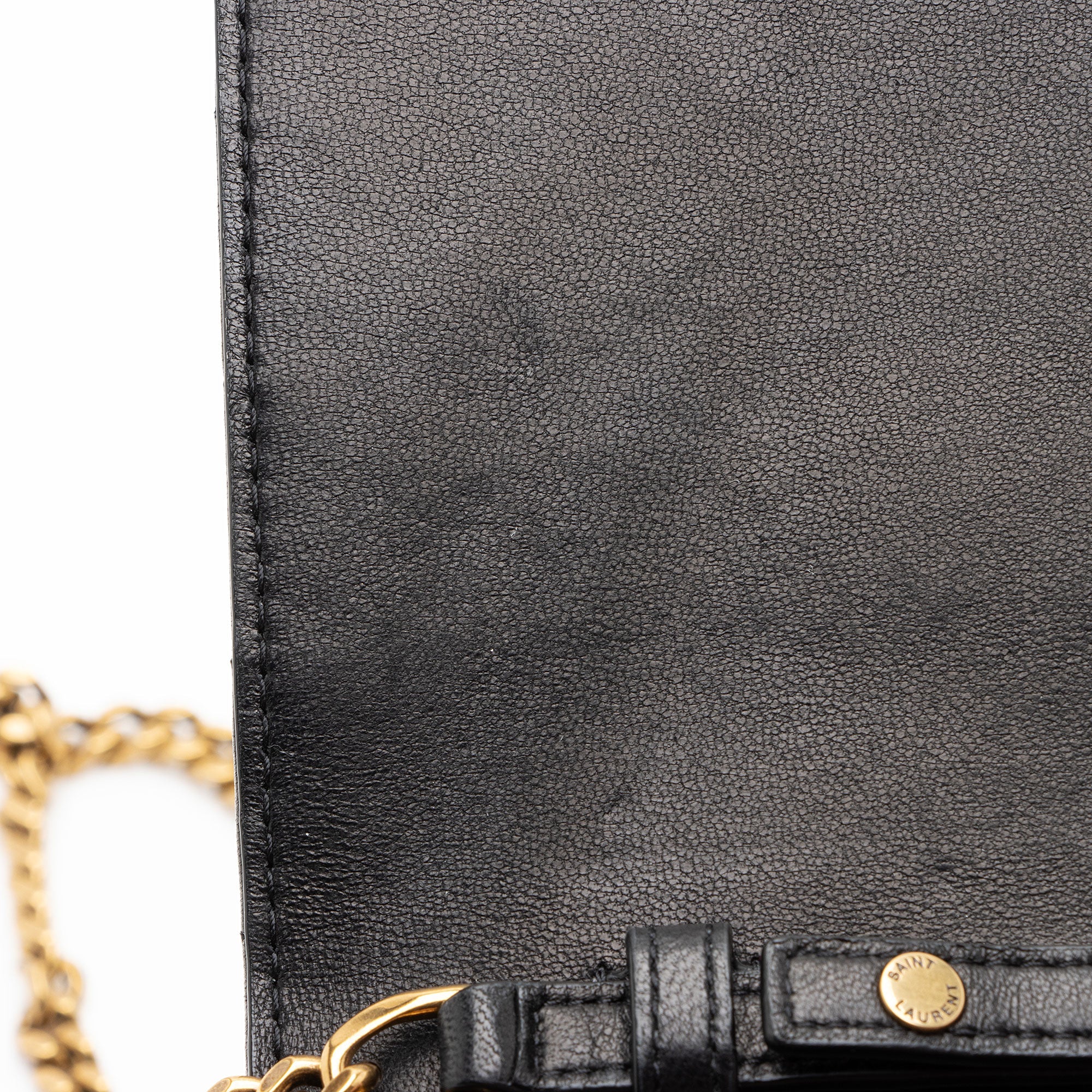 Saint Laurent Lambskin Matelasse Carre Monogram Cassandre Wallet on Chain