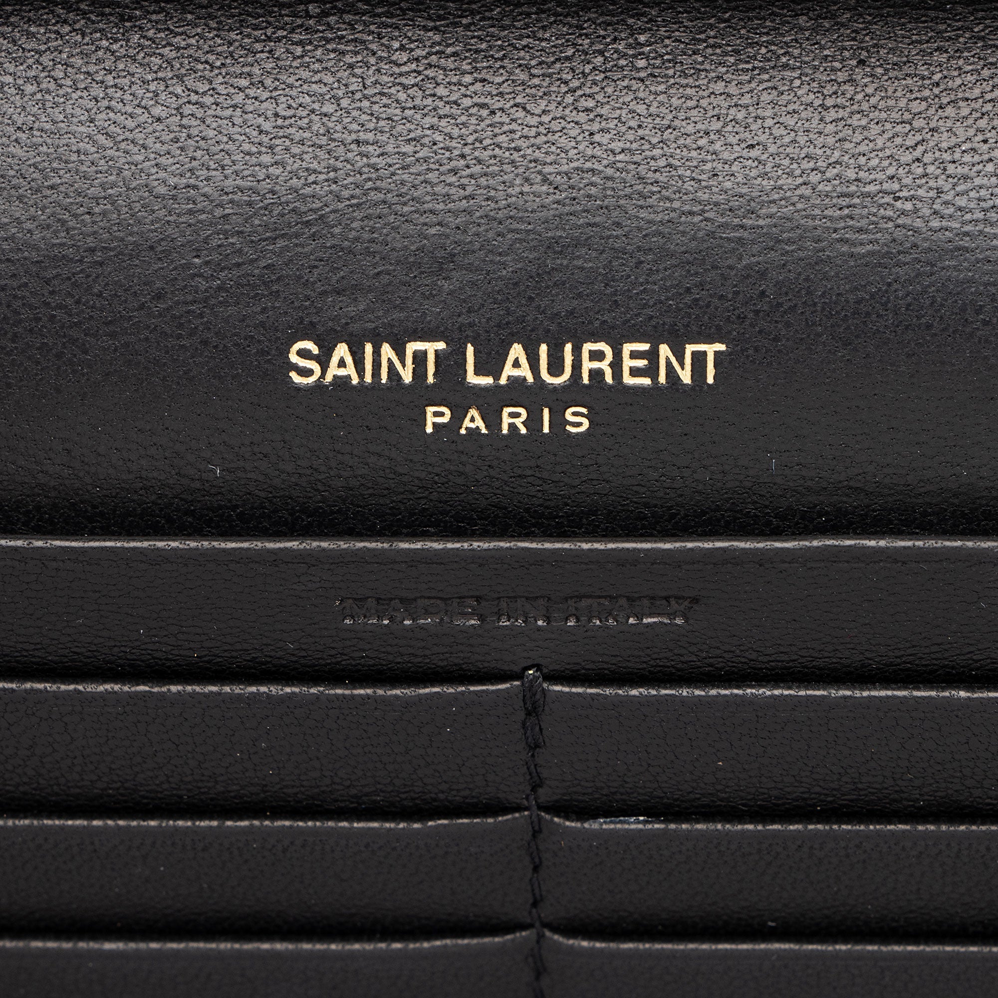 Saint Laurent Lambskin Matelasse Carre Monogram Cassandre Wallet on Chain