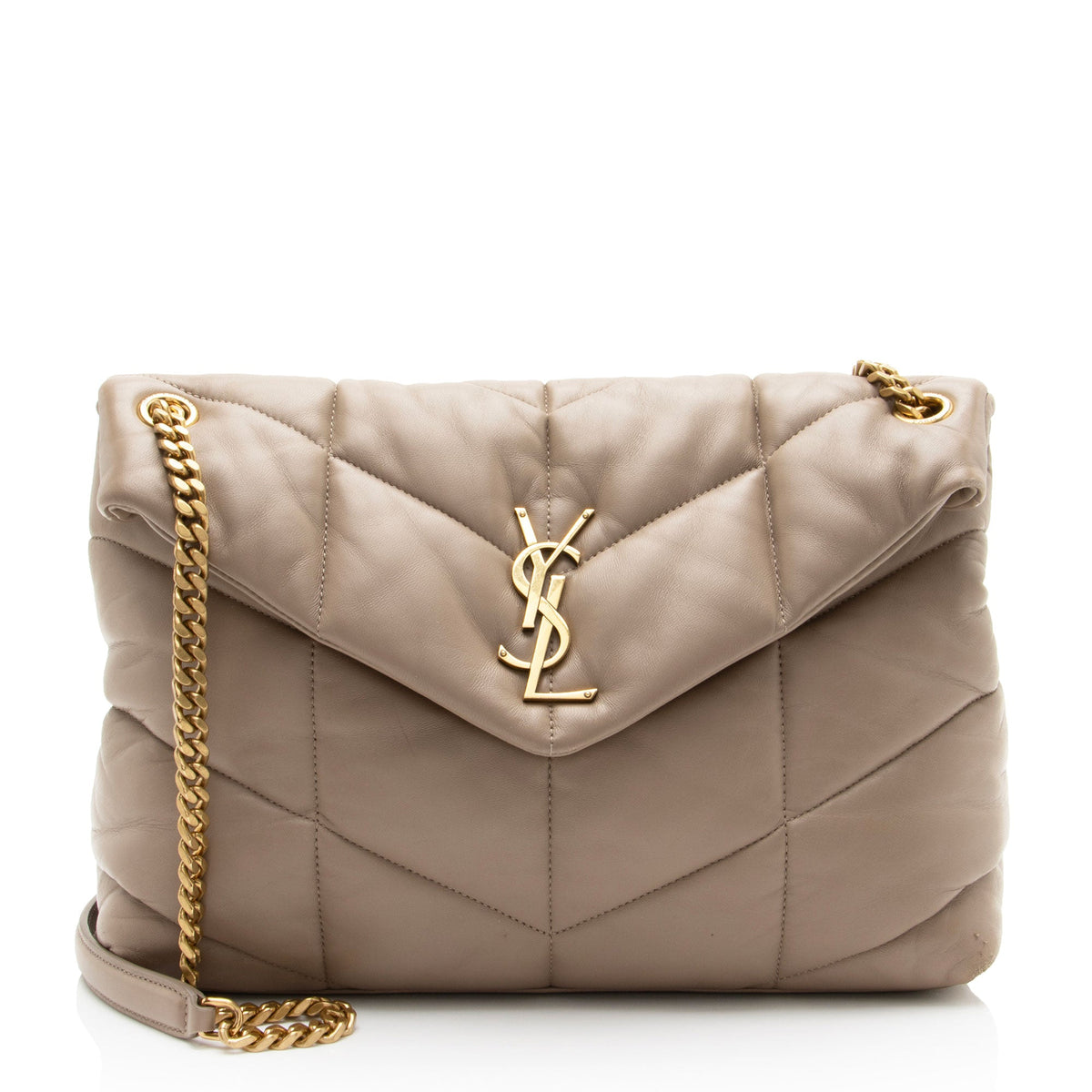 Saint Laurent Lambskin Monogram Puffer LouLou Medium Shoulder Bag