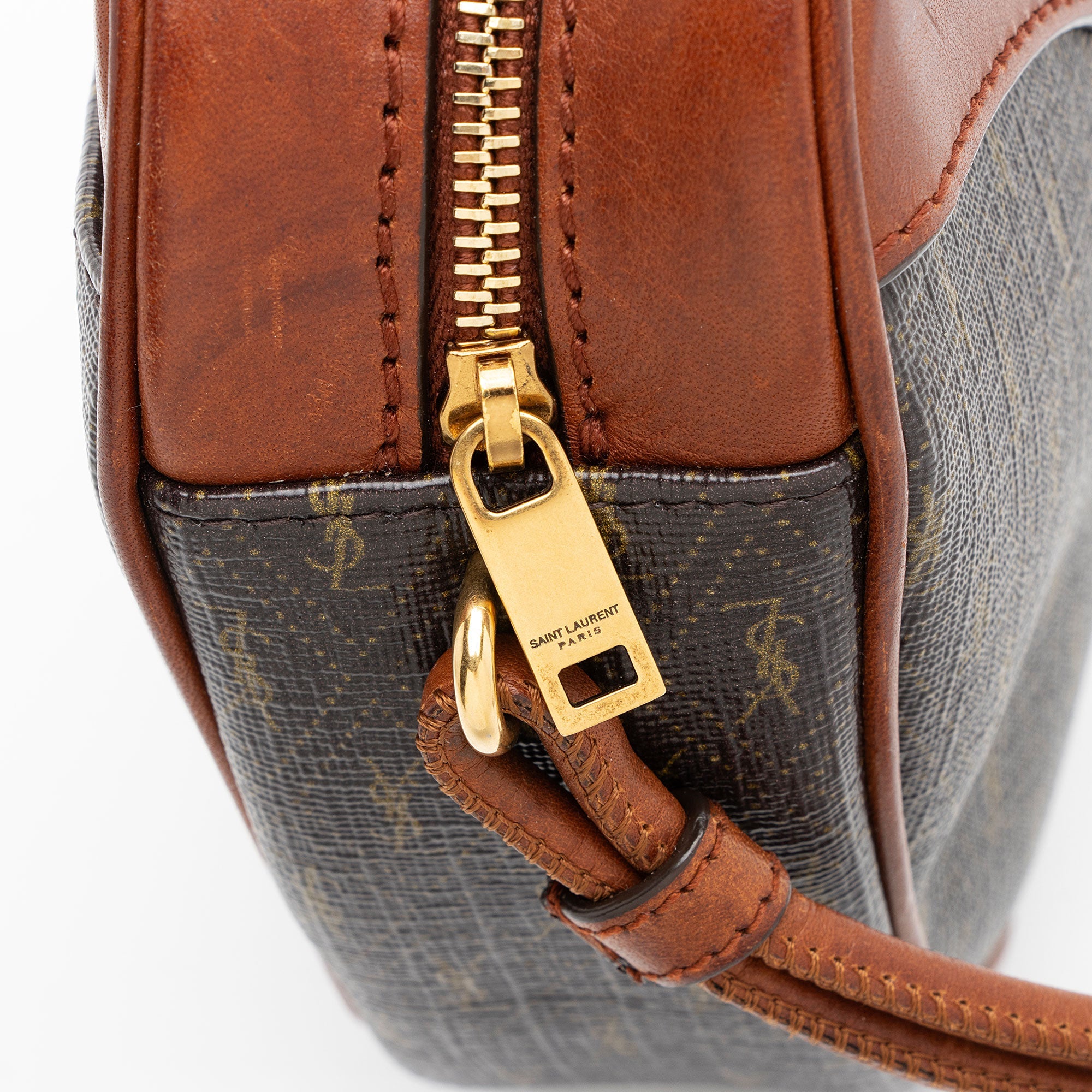 Saint Laurent Le Monogramme Canvas Calfskin Sac Coeur Crossbody