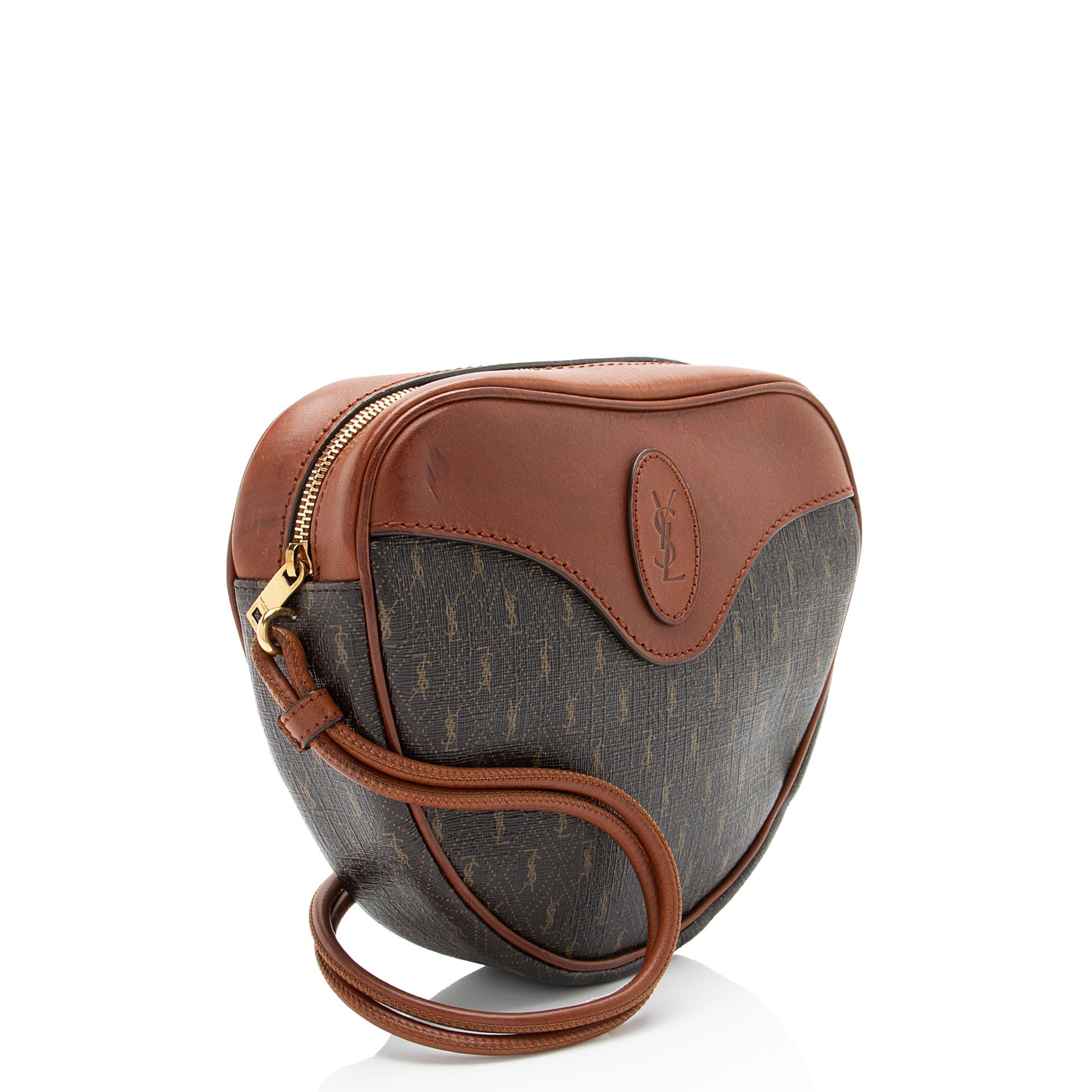 Saint Laurent Le Monogramme Canvas Calfskin Sac Coeur Crossbody