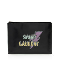 Saint Laurent Leather Logo Rider Pouch