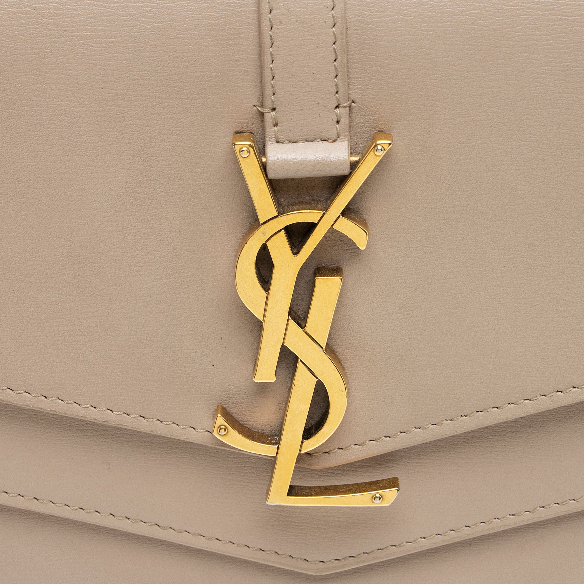 Saint Laurent Leather Monogram Sulpice Chain Wallet