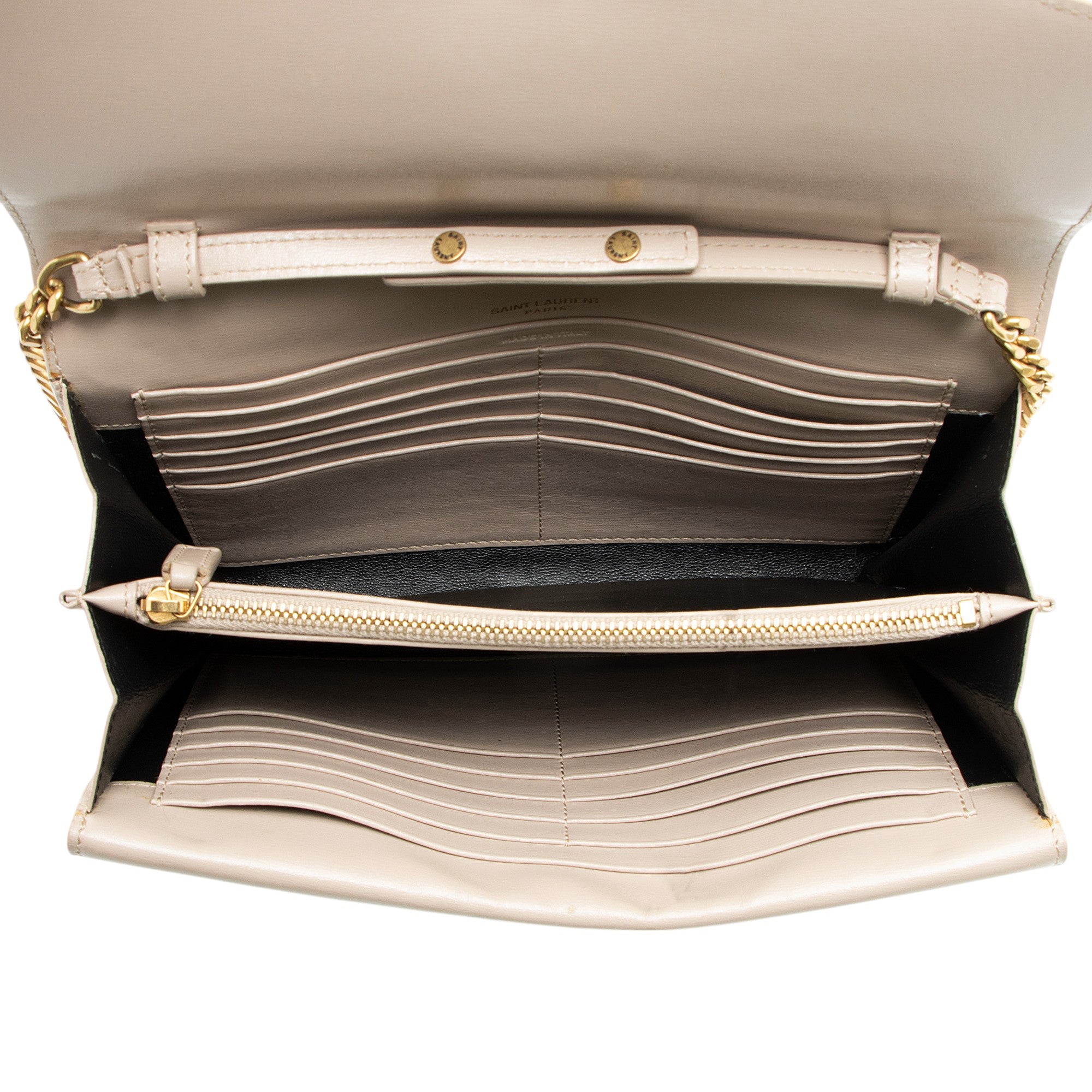 Saint Laurent Leather Monogram Sulpice Chain Wallet