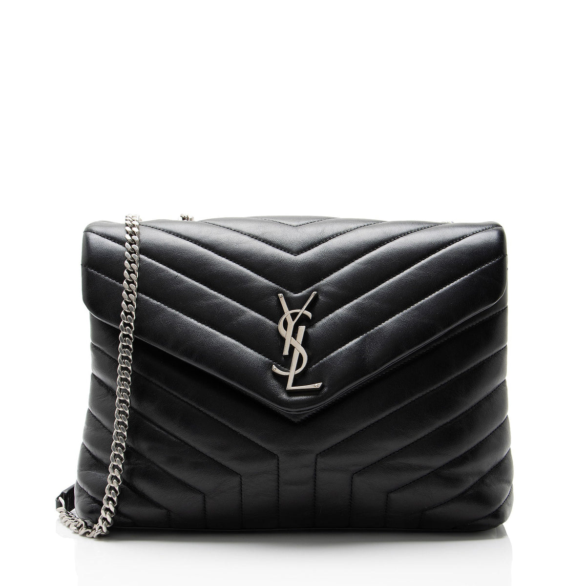 Saint Laurent Matelasse Calfskin Monogram LouLou Chain Medium Shoulder Bag