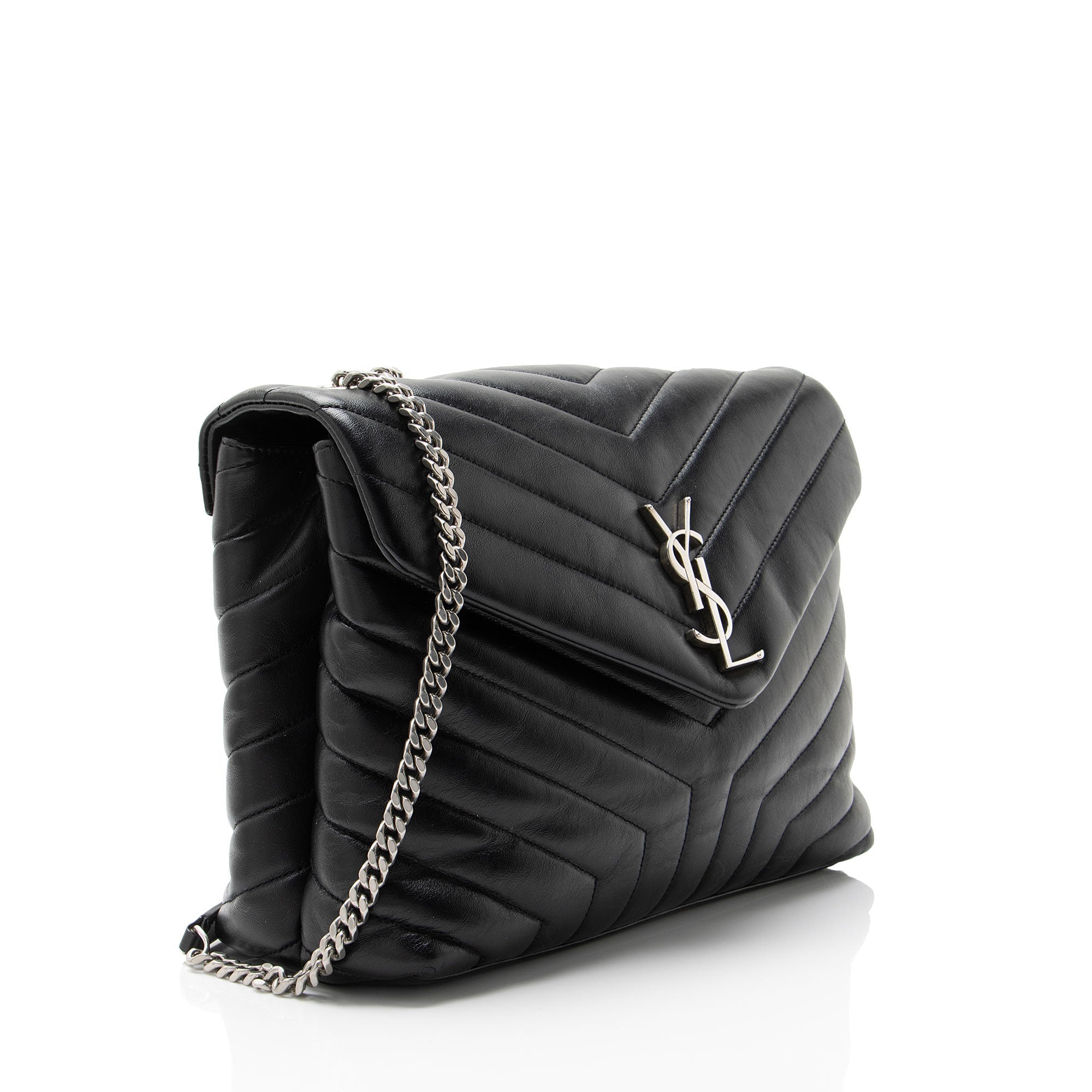 Saint Laurent Matelasse Calfskin Monogram LouLou Chain Medium Shoulder Bag