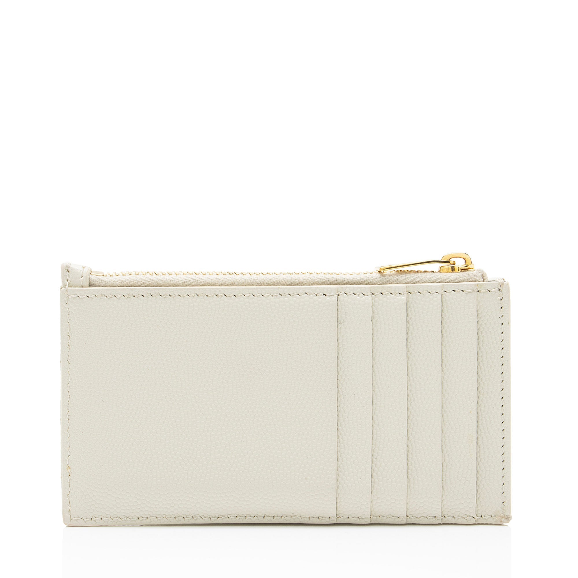 Saint Laurent Matelasse Grain de Poudre Monogram Fragments Zipper Card Case