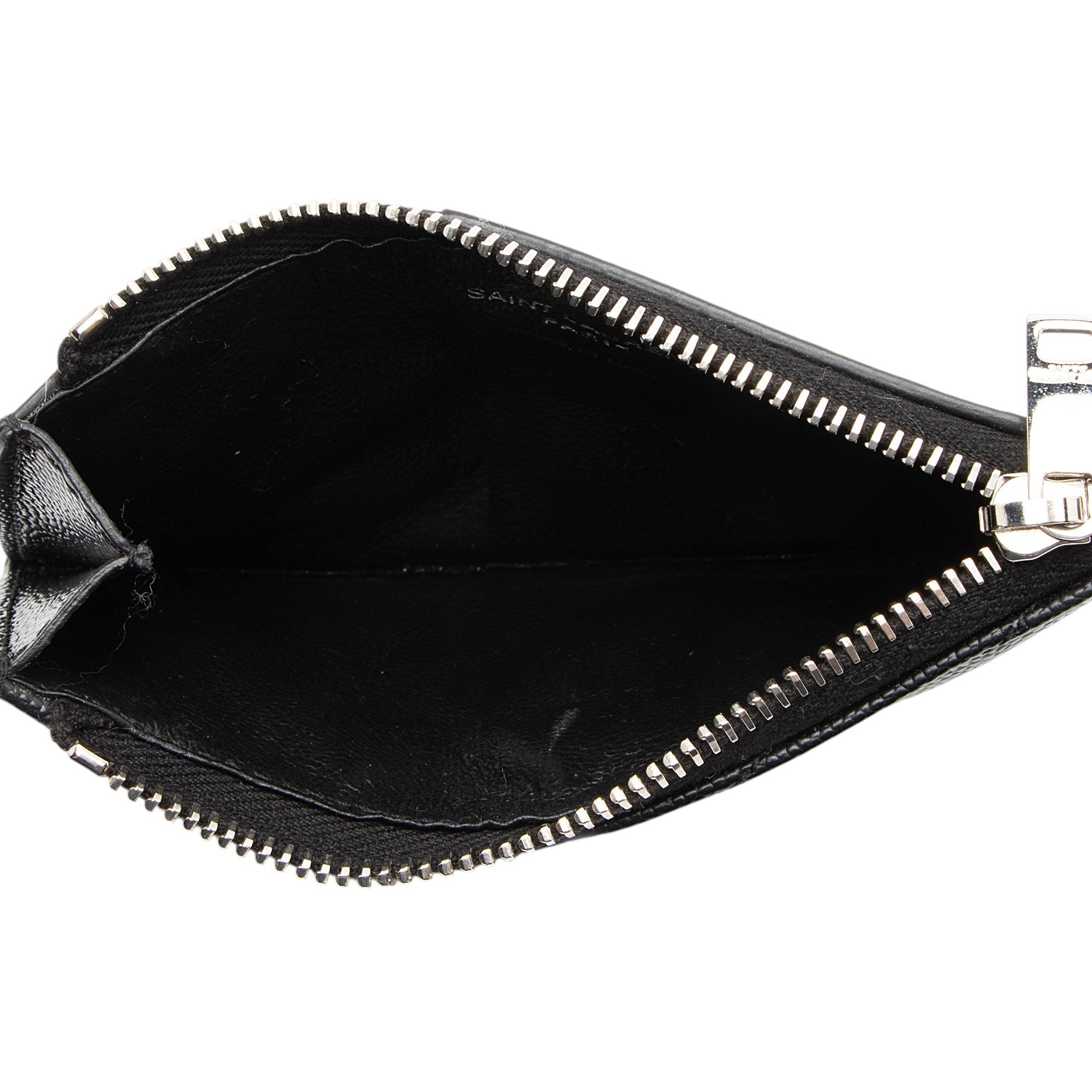 Saint Laurent Matelasse Grain de Poudre Monogram Fragments Zipper Card Case