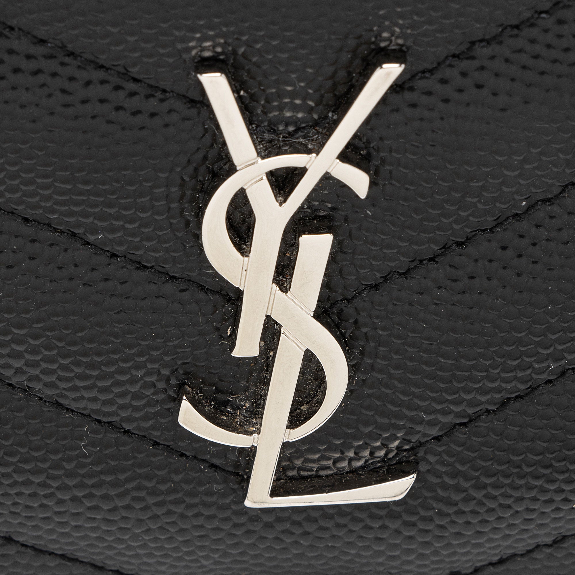 Saint Laurent Matelasse Grain de Poudre Monogram Fragments Zipper Card Case