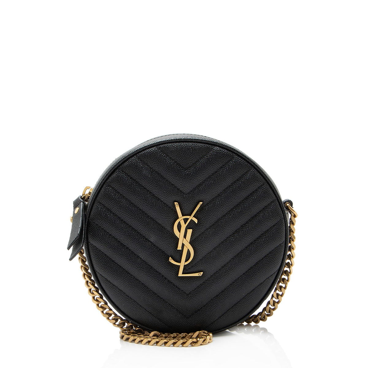 Saint Laurent Matelasse Grain de Poudre Monogram Vinyle Round Camera Bag