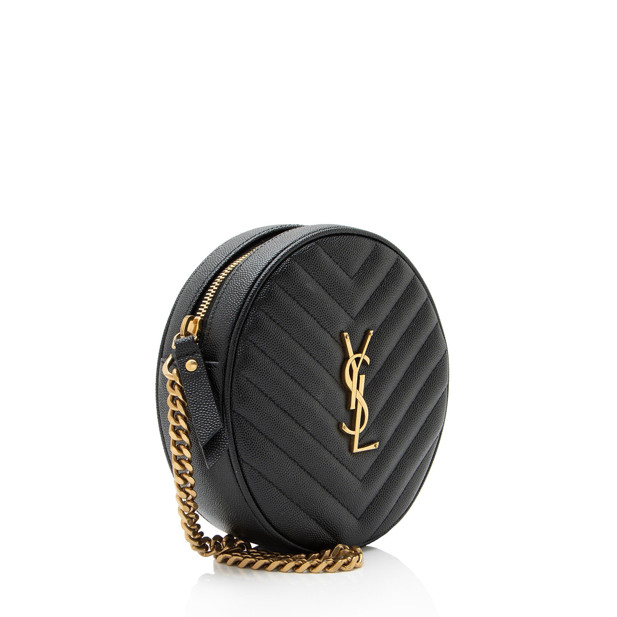 Saint Laurent Matelasse Grain de Poudre Monogram Vinyle Round Camera Bag