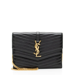 Saint Laurent Matelasse Lambskin Monogram Sulpice Chain Wallet