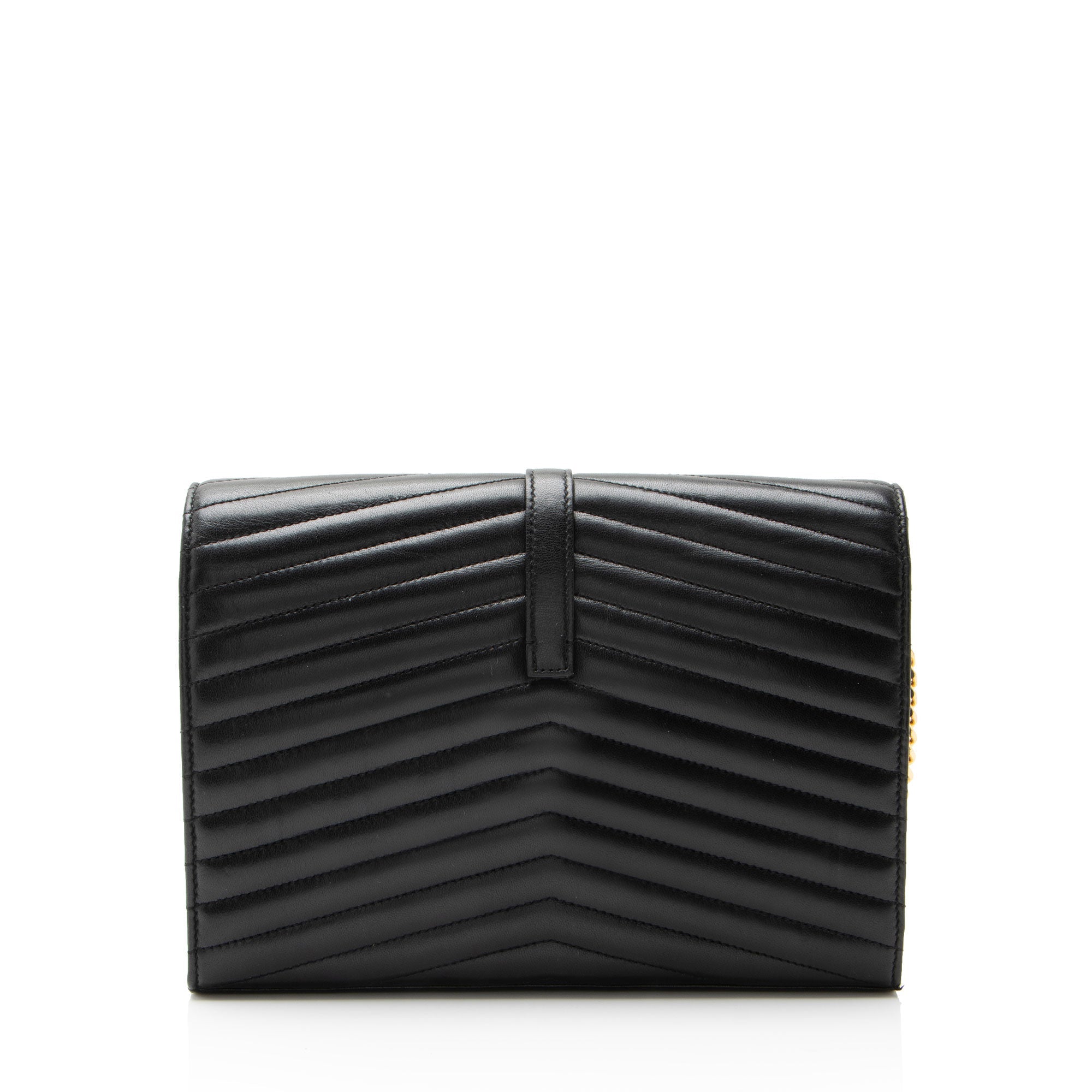 Saint Laurent Matelasse Lambskin Monogram Sulpice Chain Wallet