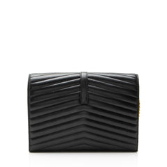 Saint Laurent Matelasse Lambskin Monogram Sulpice Chain Wallet