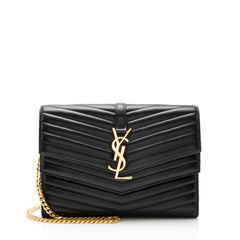Saint Laurent Matelasse Lambskin Monogram Sulpice Chain Wallet