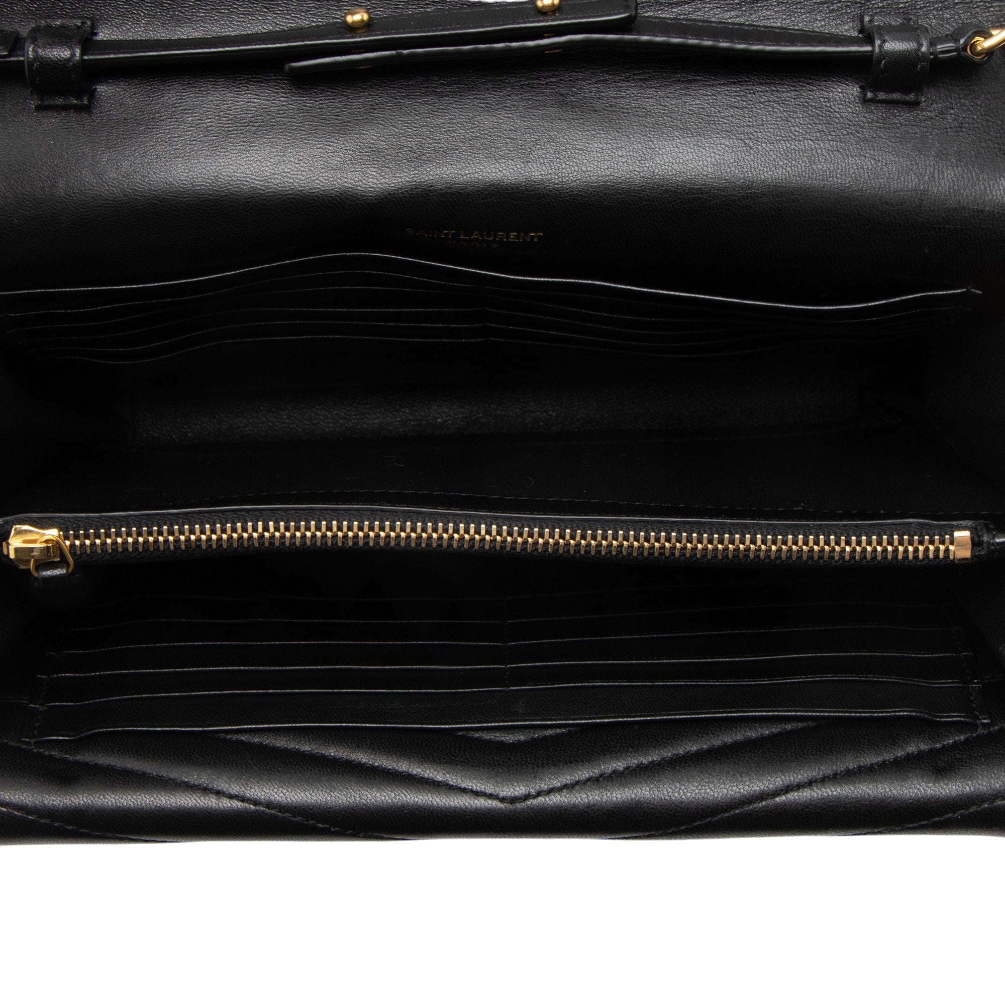 Saint Laurent Matelasse Lambskin Monogram Sulpice Chain Wallet
