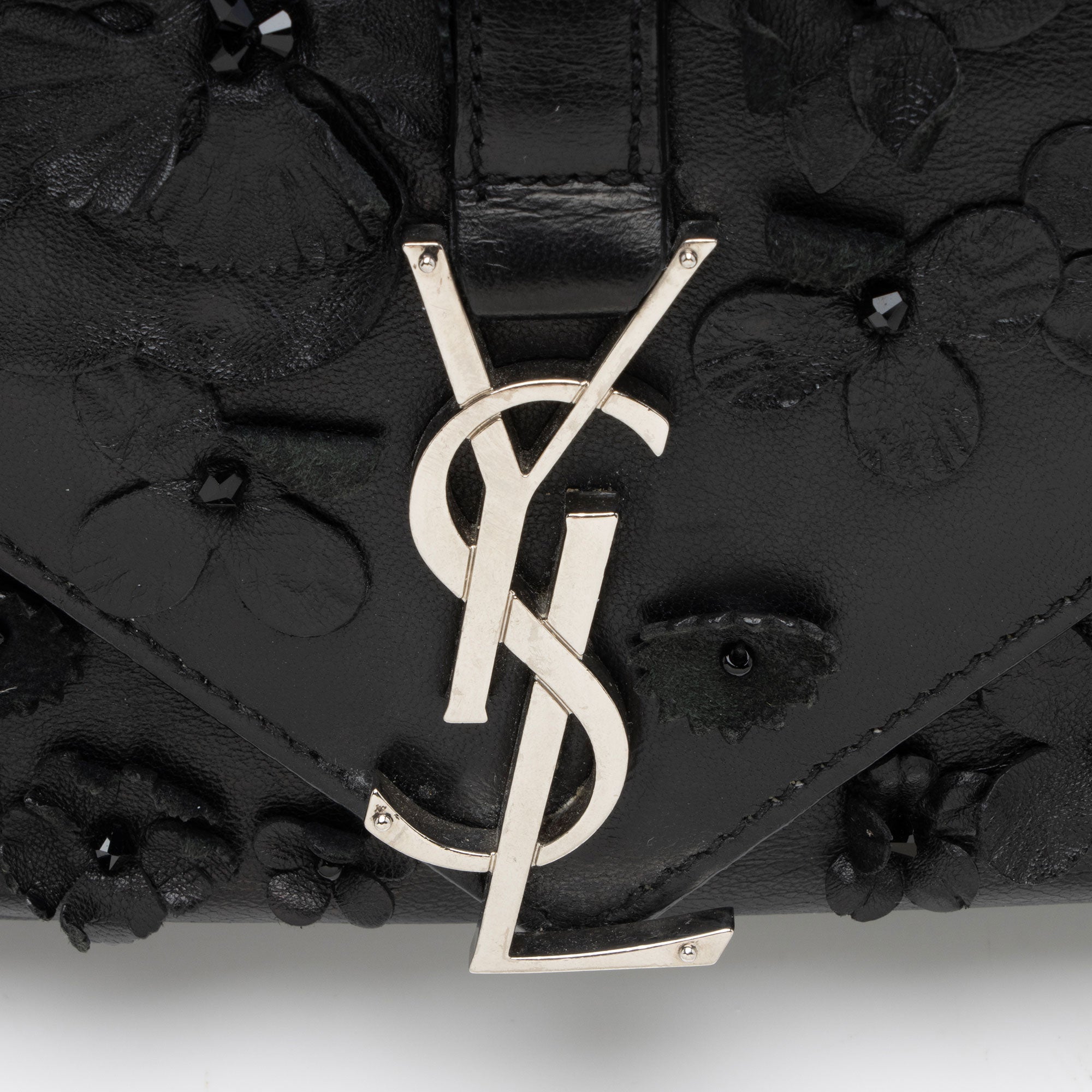 Saint Laurent Matelasse Leather Floral Applique Monogram Classic Baby Chain Bag